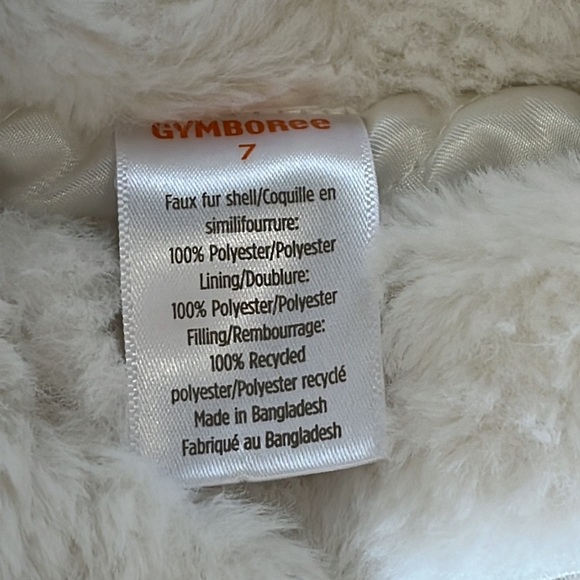 Gymboree Faux Fur Shrug Quilted Dress Coat White‎ Plush Girls Size 7 - Picture 7 of 7